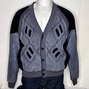 Torras Jacket Mens Gray Black Suede Wool Button Front Lined Made In Spain